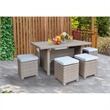 Outdoor 5 Piece Wicker Patio Furniture Set with a Table and 4 Stools
