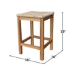Outdoor Set of Two Stools with Wicker Seats With Oil Finish