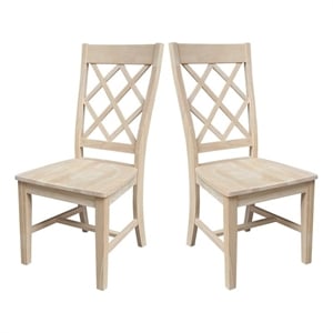 International Concepts Set of Two Solid Wood Dining Chairs - Unfinished