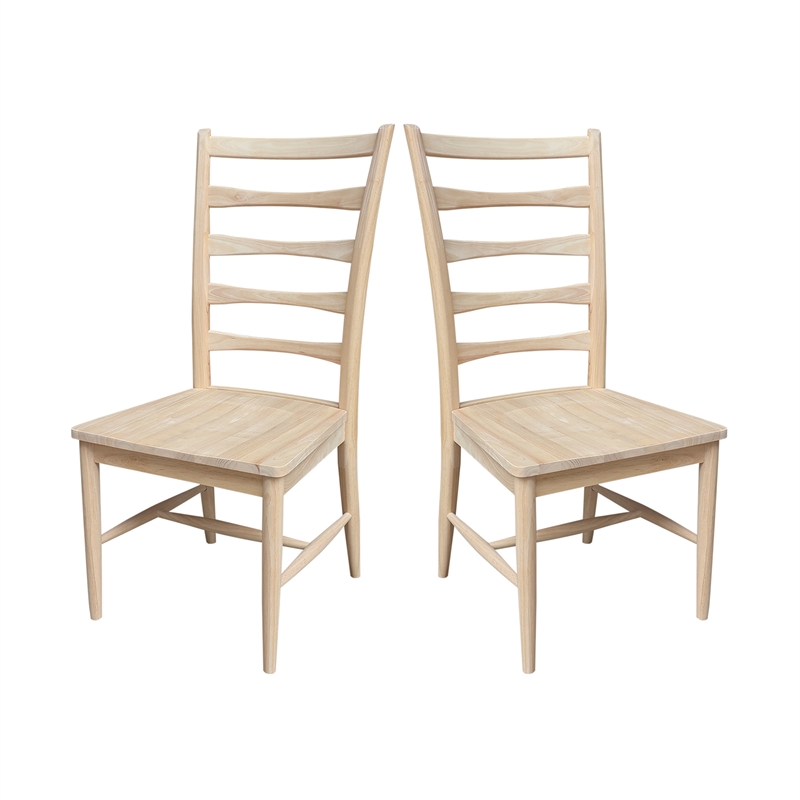 International Concepts Set of Two Solid Wood Haven Dining Chairs - Unfinished