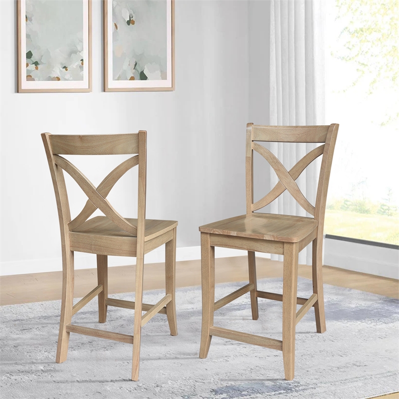 IC Solid Wood Vineyard Counter Height Dining Stool in Honey