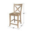 IC Solid Wood Vineyard Counter Height Dining Stool in Honey