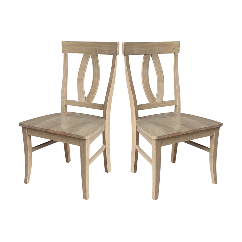 International Concepts IC Set of Two Verona Solid Wood Dining Chairs in Honey
