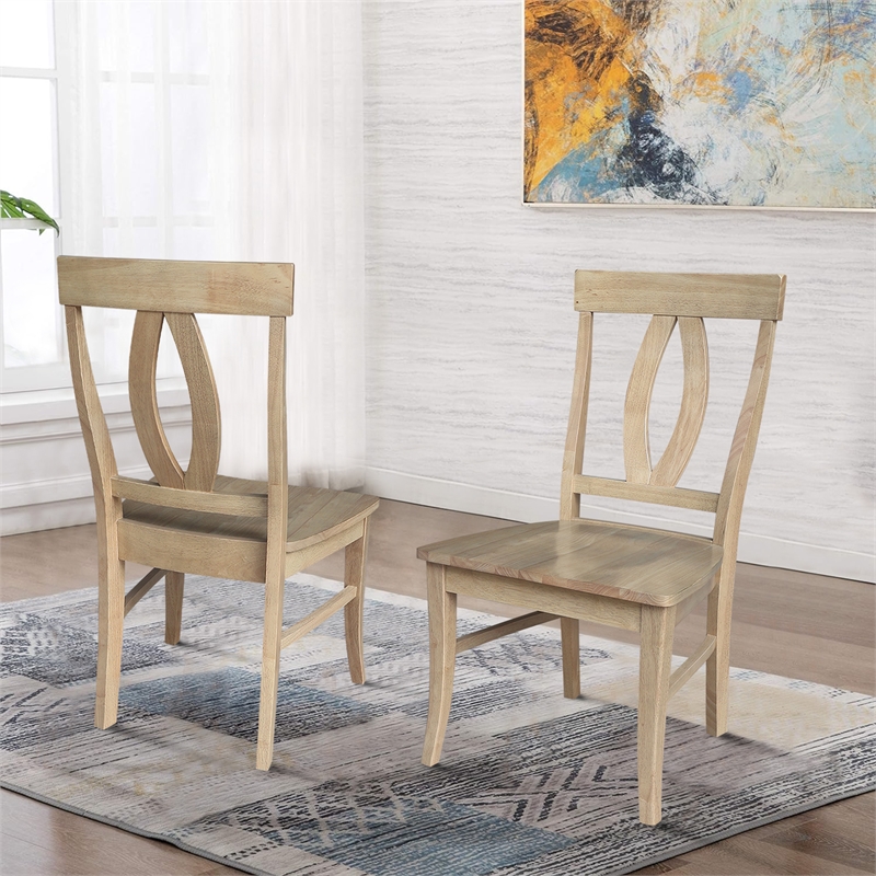 International Concepts IC Set of Two Verona Solid Wood Dining Chairs in Honey