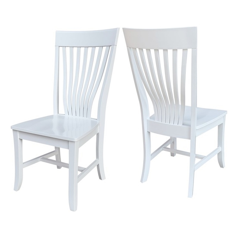 International Concepts Set of Two Solid Wood Amanda Dining Chairs in White