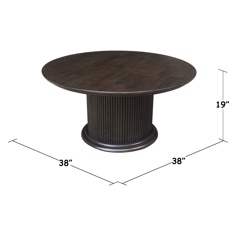 International Concepts Haven Solid Wood Round Coffee Table in Coal