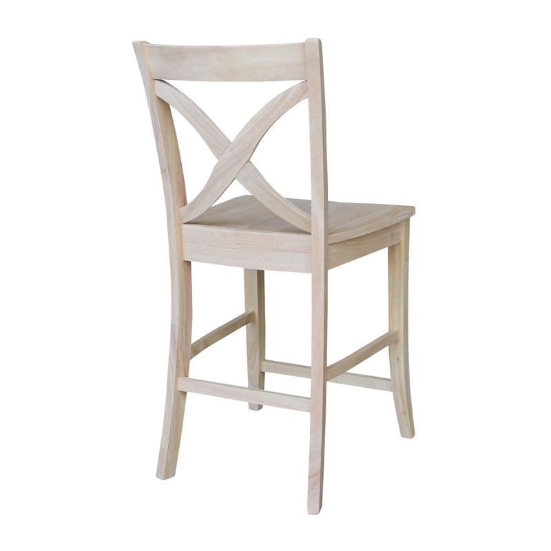 Solid Wood Tall Accent Table with Black Iron Legs and Four Stools