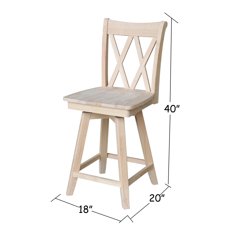 Unfinished Solid Wood Tall Accent Table with Black Iron Legs and Four Stools