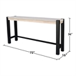 Unfinished Solid Wood Tall Accent Table with Black Iron Legs