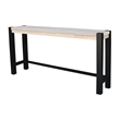 Unfinished Solid Wood Tall Accent Table with Black Iron Legs