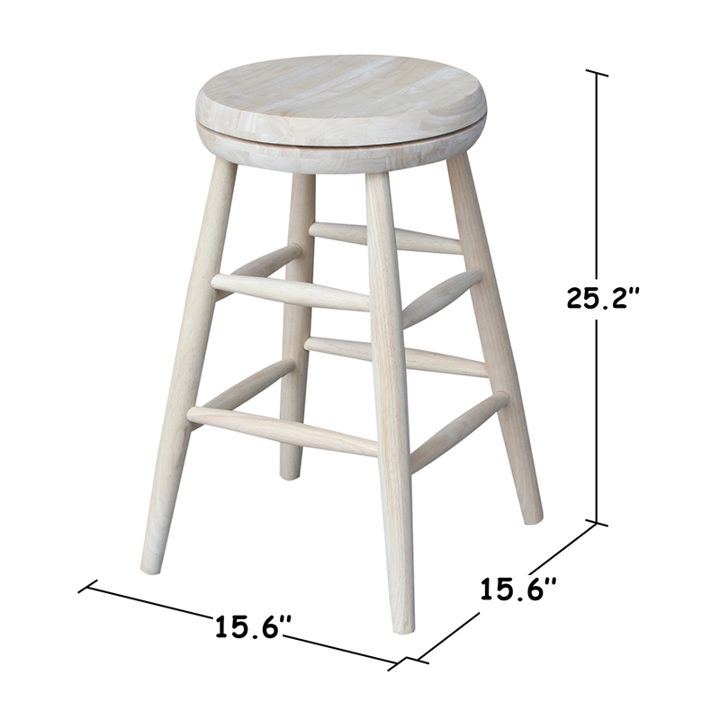 Unfinished Solid Wood Tall Accent Table with Black Iron Legs and Four Stools