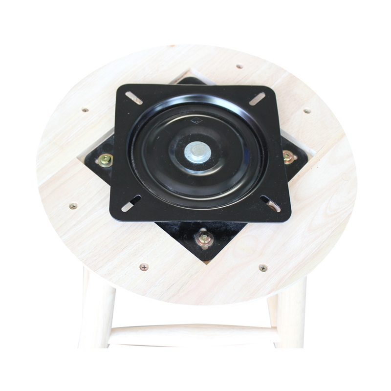 Unfinished Solid Wood Tall Accent Table with Black Iron Legs and Four Stools