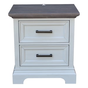 International Concepts Solid Wood 2 Drawer Nightstand with USB Charging