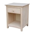International Concepts Solid Wood 1 Drawer Nightstand Unfinished