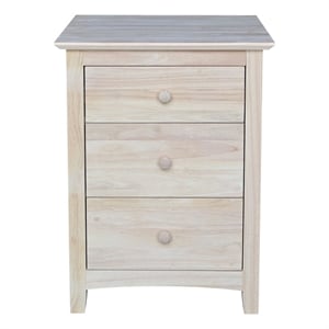 International Concepts Solid Wood 3 Drawer Nightstand Unfinished