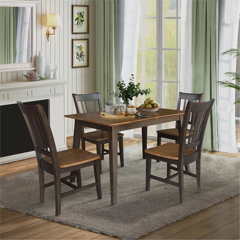 International Concepts Solid Wood 5 Piece Extension Dining Set  Hickory & Coal