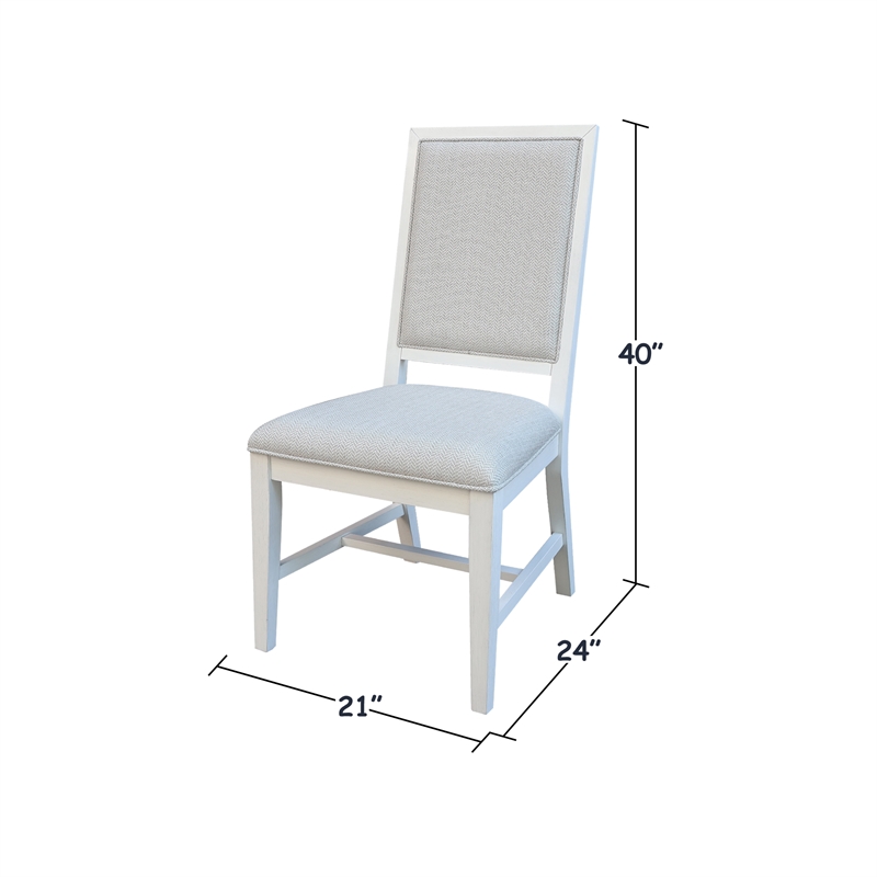 Solid Wood Traditional Dining Chair Set of 2 Chalk