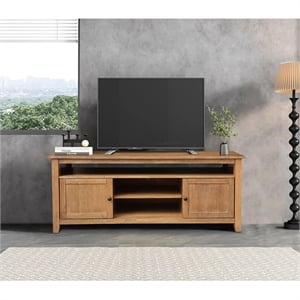 Solid Wood Entertainment  TV Stand with 2 Doors
