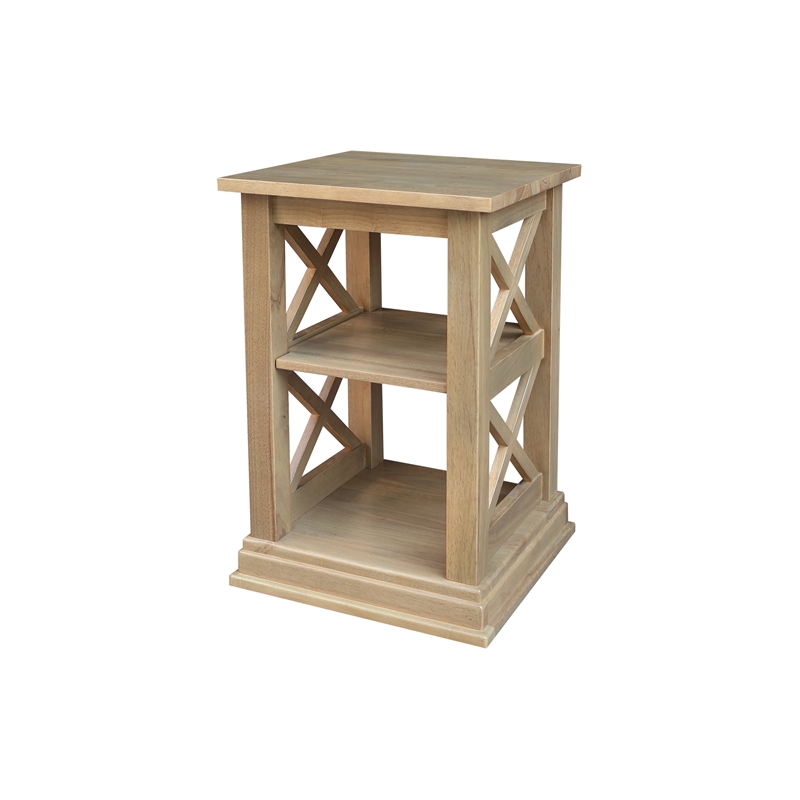 Hampton Solid Wood Accent Table with Shelves