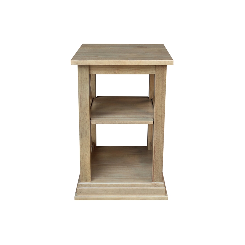 Hampton Solid Wood Accent Table with Shelves