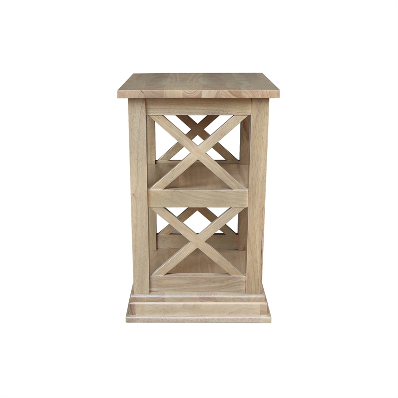 Hampton Solid Wood Accent Table with Shelves