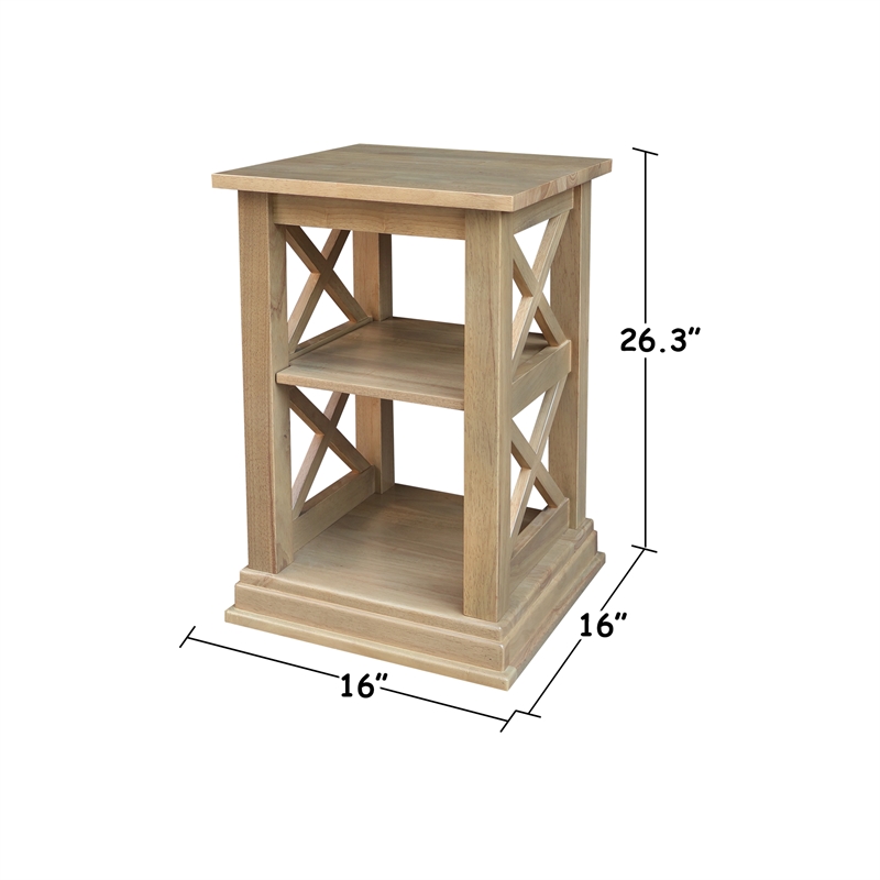 Hampton Solid Wood Accent Table with Shelves
