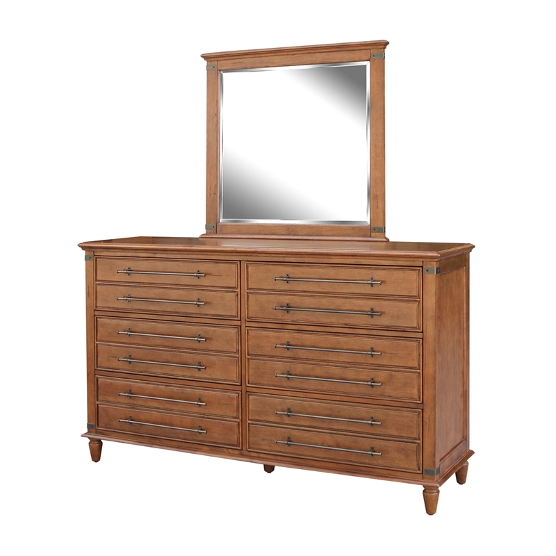 Willow Creek Solid Wood Bedroom 6 Drawer Dresser w/Mirror