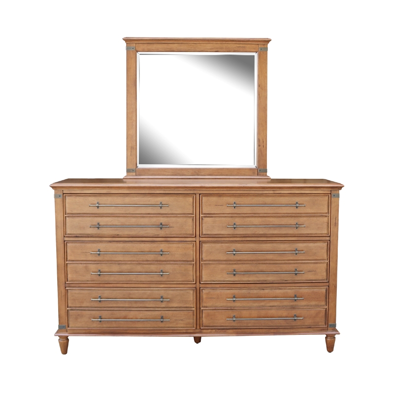 Willow Creek Solid Wood Bedroom 6 Drawer Dresser w/Mirror