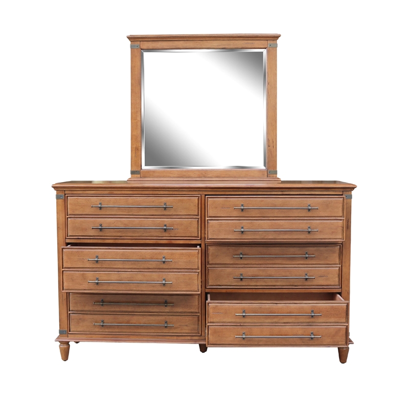 Willow Creek Solid Wood Bedroom 6 Drawer Dresser w/Mirror