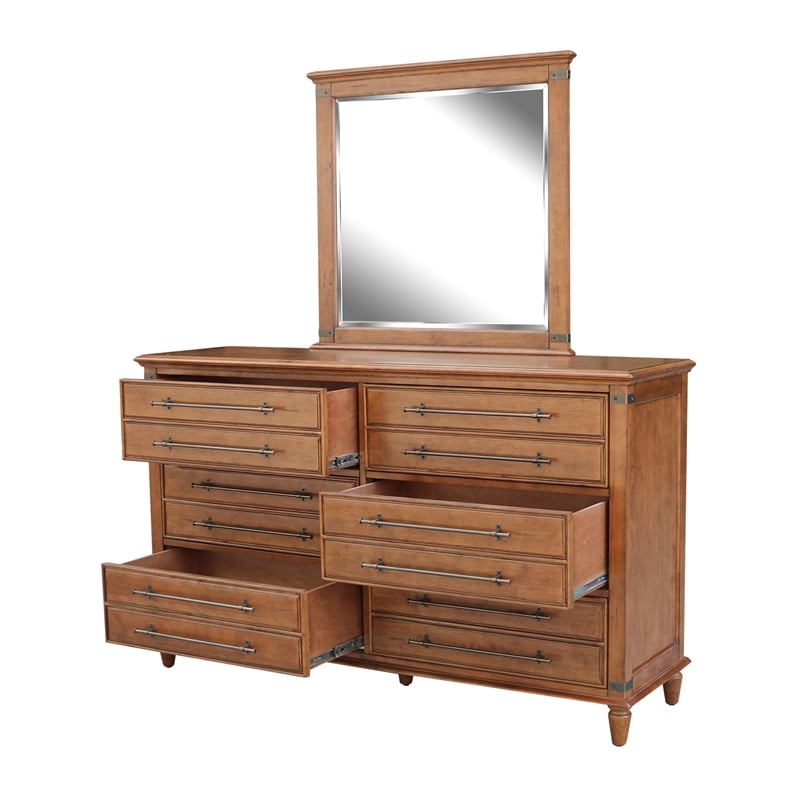 Willow Creek Solid Wood Bedroom 6 Drawer Dresser w/Mirror