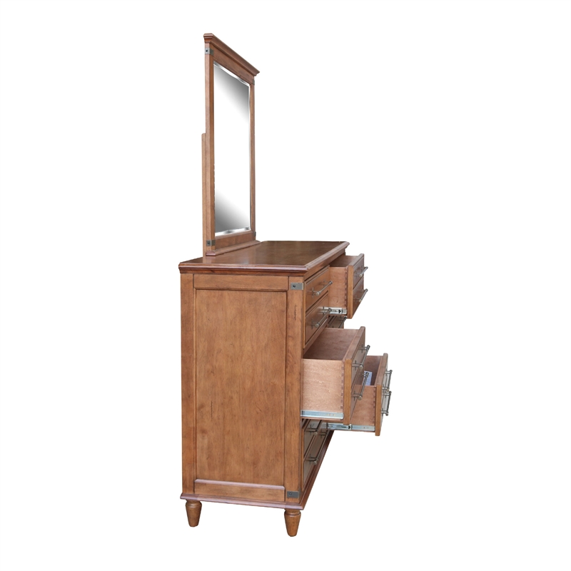 Willow Creek Solid Wood Bedroom 6 Drawer Dresser w/Mirror