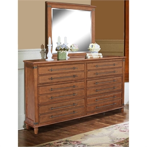 Willow Creek Solid Wood Bedroom 6 Drawer Dresser w/Mirror