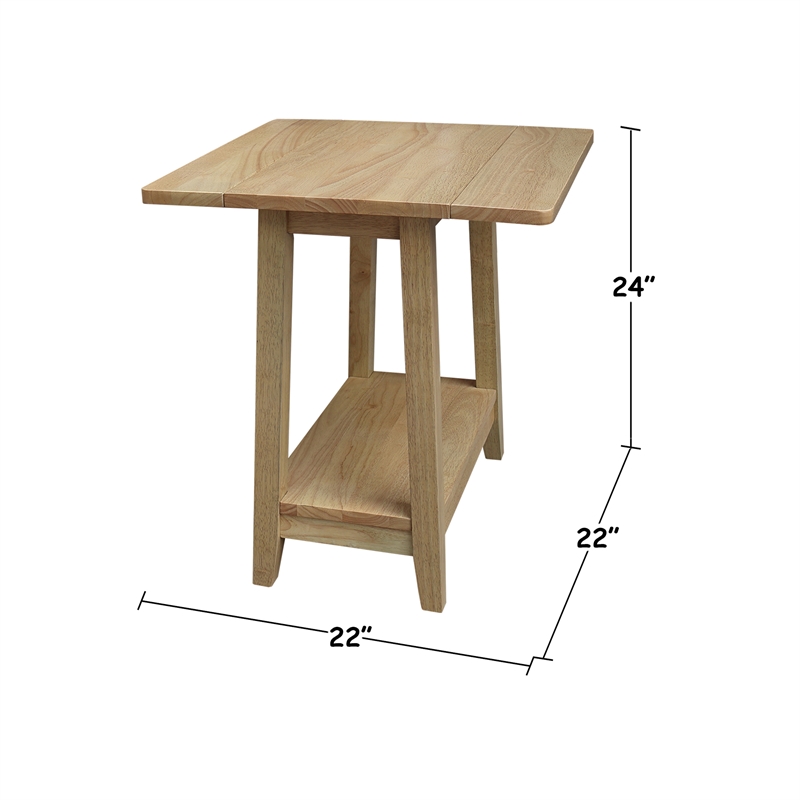 Solid Wood Square Drop Leaf Side Table
