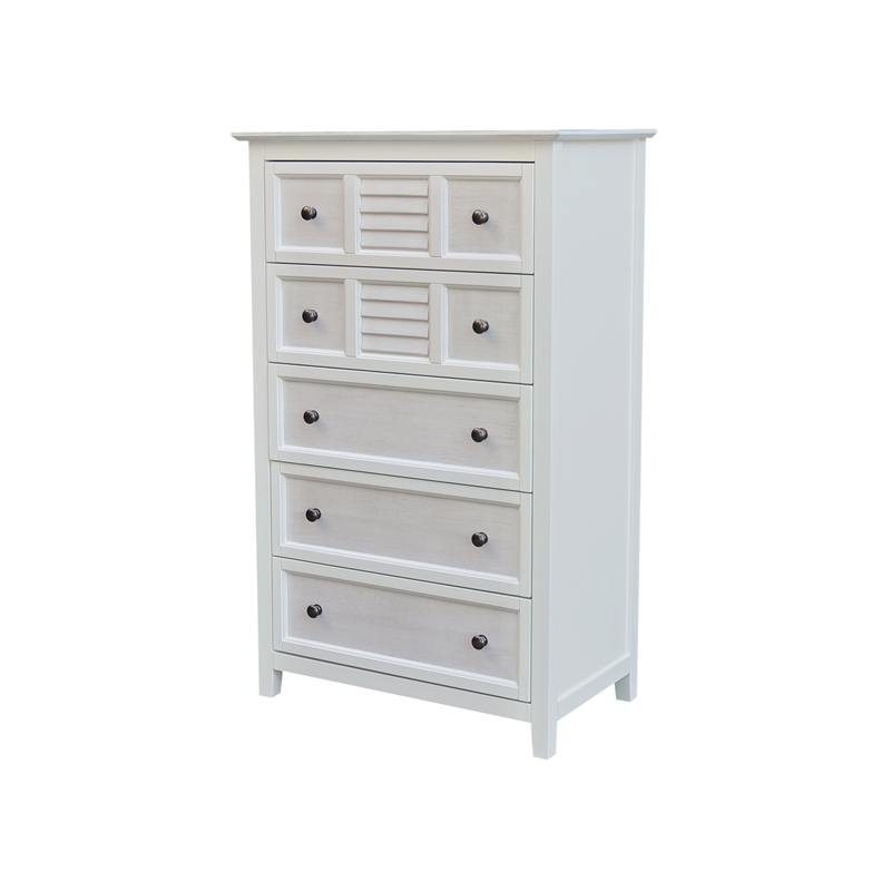 Nantucket Breeze Solid Wood Bedroom 5 Drawer Dresser