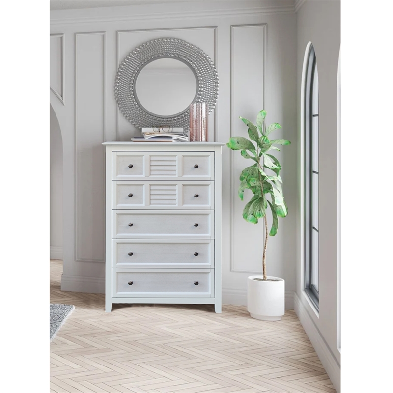 Nantucket Breeze Solid Wood Bedroom 5 Drawer Dresser