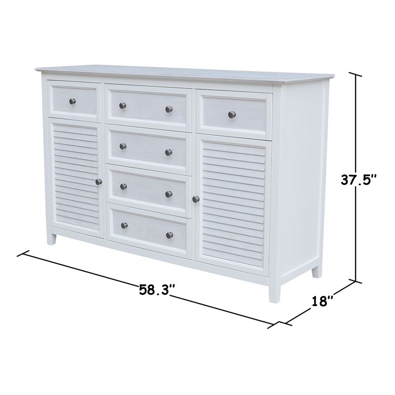 Nantucket Breeze Solid Wood Bedroom 6 Drawer Dresser