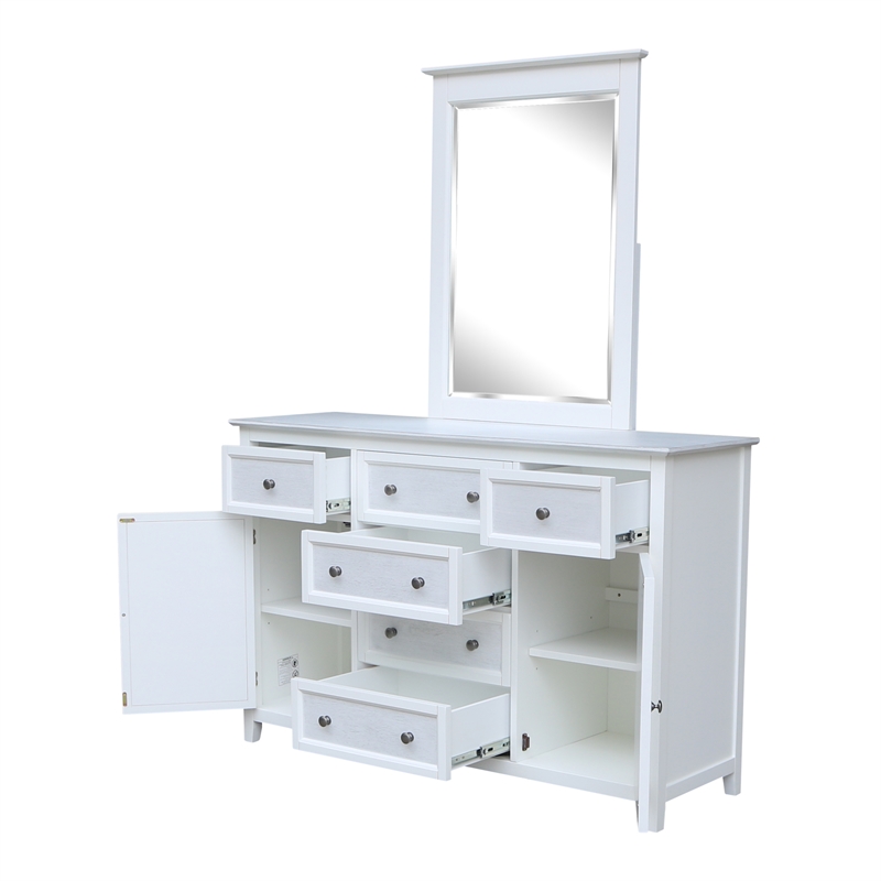 Nantucket Breeze Solid Wood Bedroom 6 Drawer Dresser with Mirror