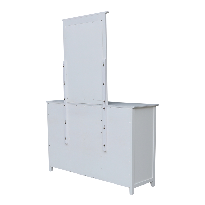 Nantucket Breeze Solid Wood Bedroom 6 Drawer Dresser with Mirror