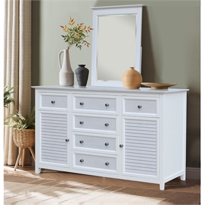 Nantucket Breeze Solid Wood Bedroom 6 Drawer Dresser with Mirror