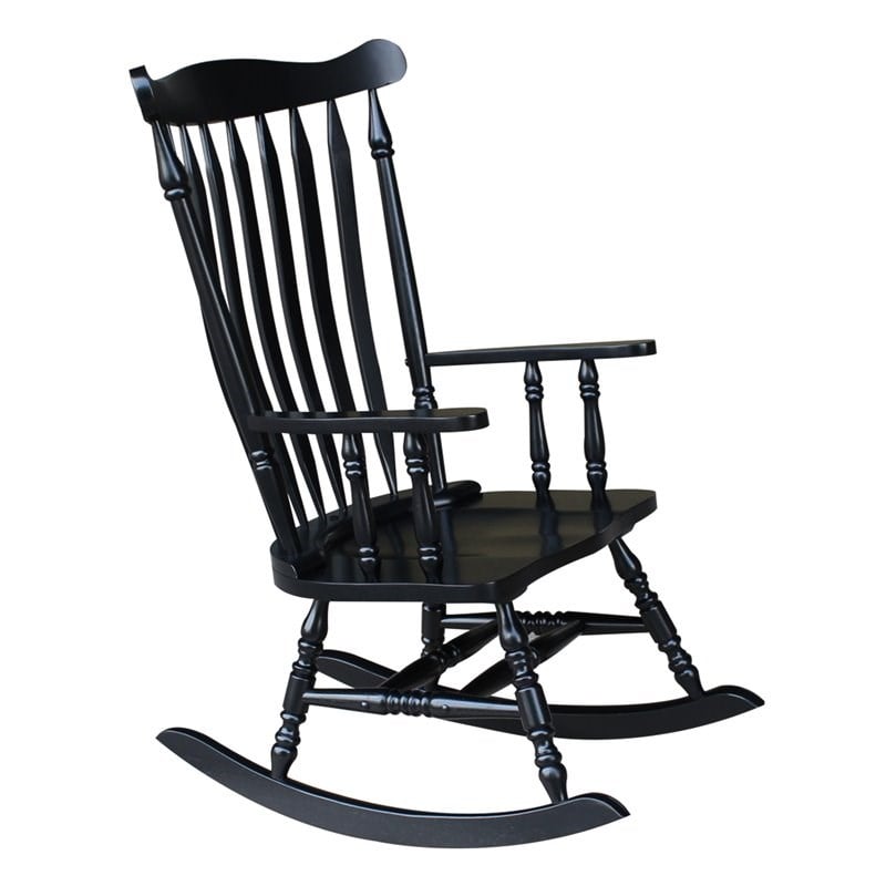 International Concepts Solid Wood Rocking Chair in Antique Black