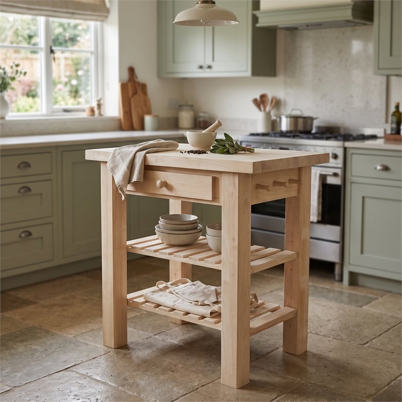 International Concepts Unfinished Butcher Block Kitchen Island