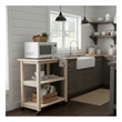 International Concepts Unfinished Wood Microwave Kitchen Cart in Natural