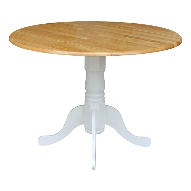 International Concepts Dual Drop Leaf Casual Dining Table in White and Natural