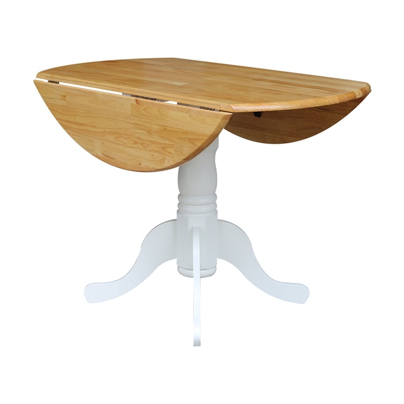 International Concepts Dual Drop Leaf Casual Dining Table in White and Natural