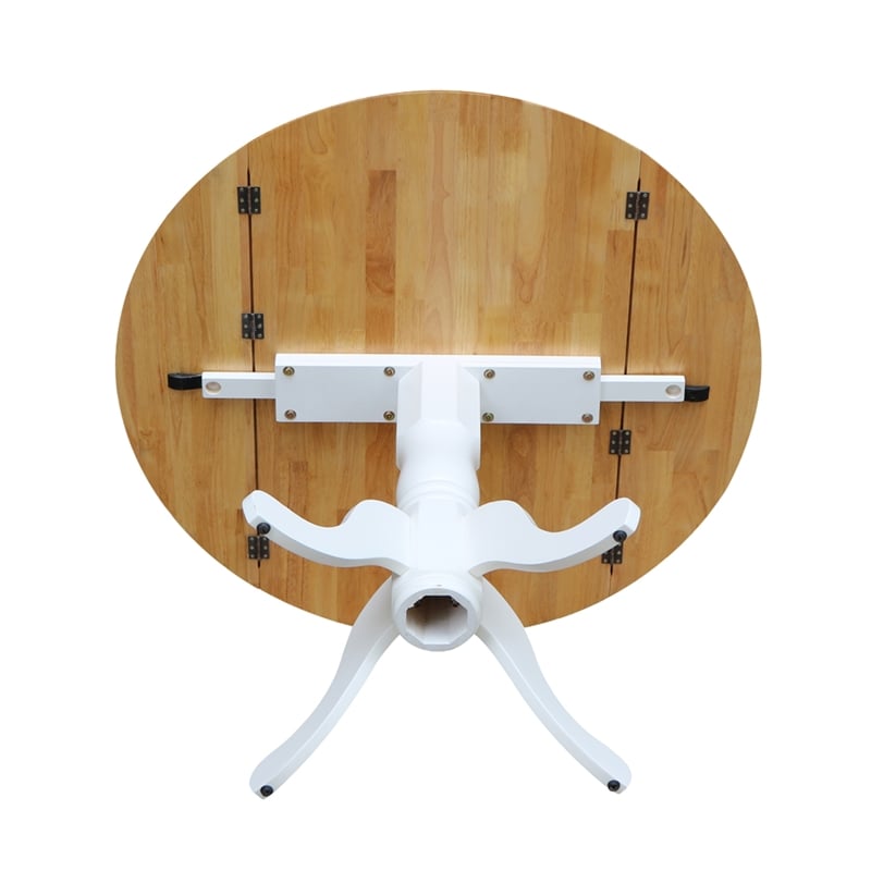 International Concepts Dual Drop Leaf Casual Dining Table in White and Natural