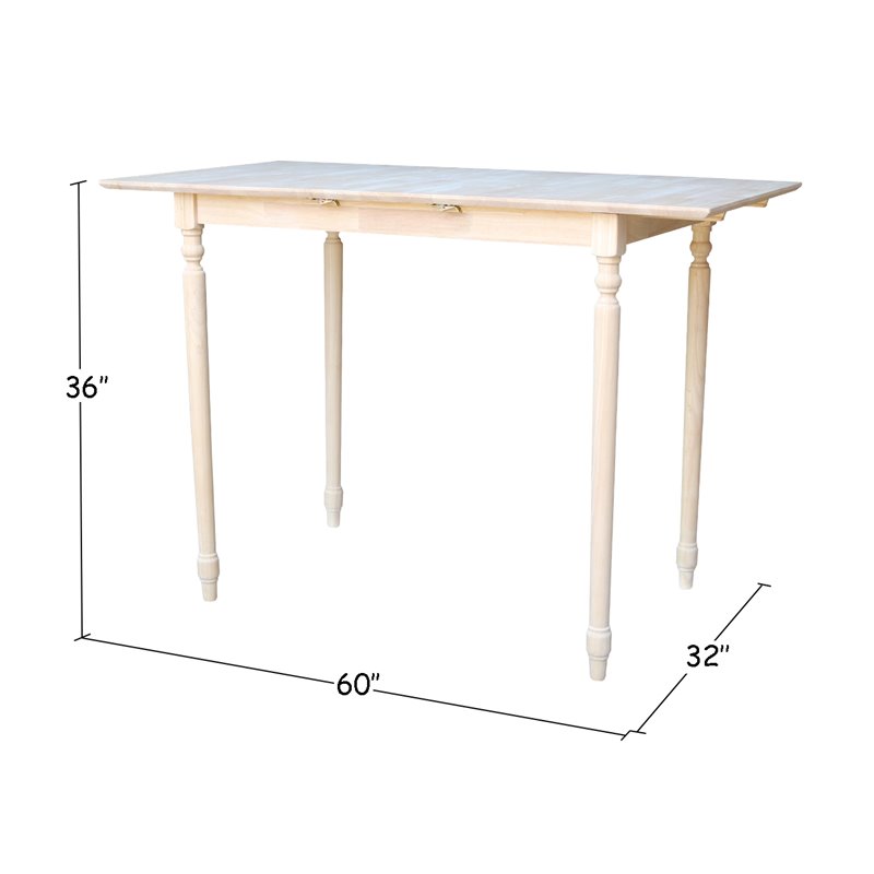 International Concepts Unfinished Turned Leg Counter Height Dining Table