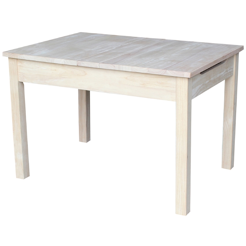 International Concepts Unfinished Kids Wood Table with Storage