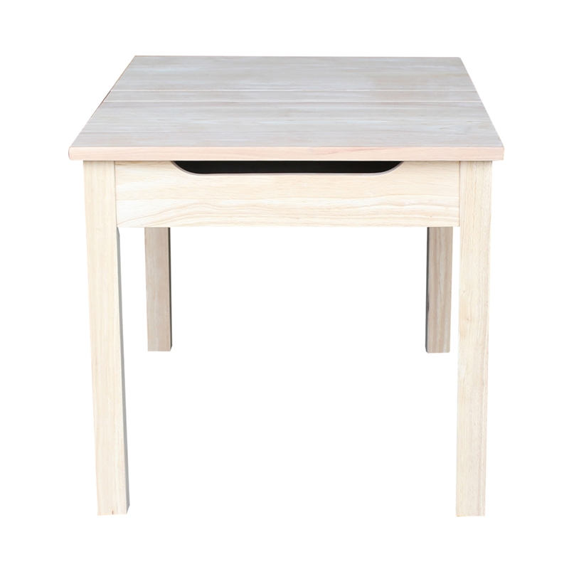 International Concepts Unfinished Kids Wood Table with Storage