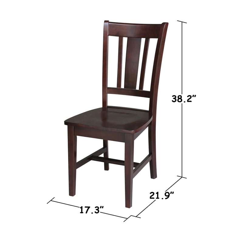International Concepts San Remo Wood Splat Dining Chair in Rich Mocha Set of 2