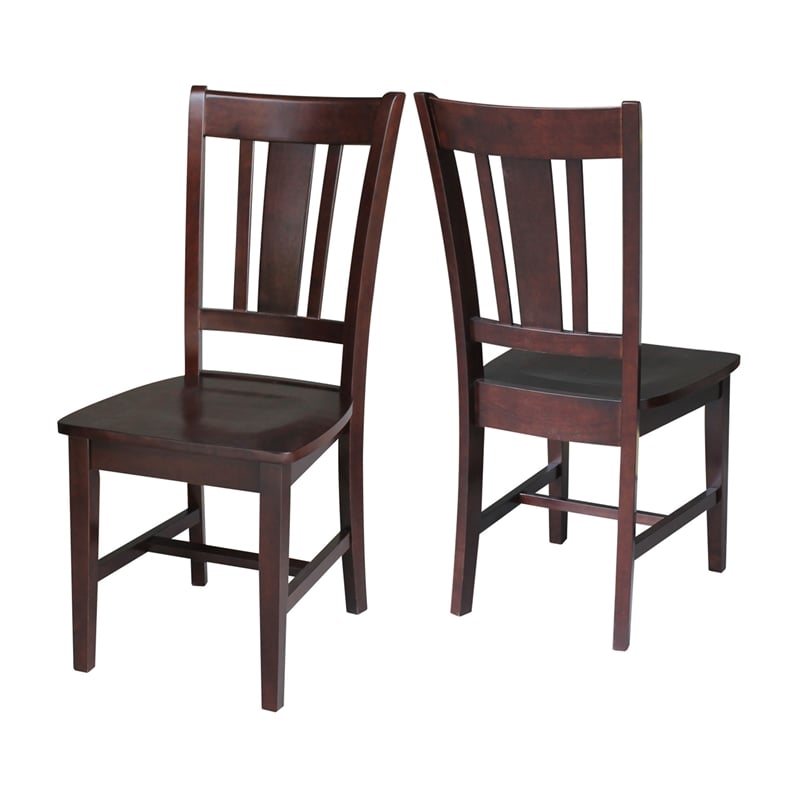 International Concepts San Remo Wood Splat Dining Chair in Rich Mocha Set of 2